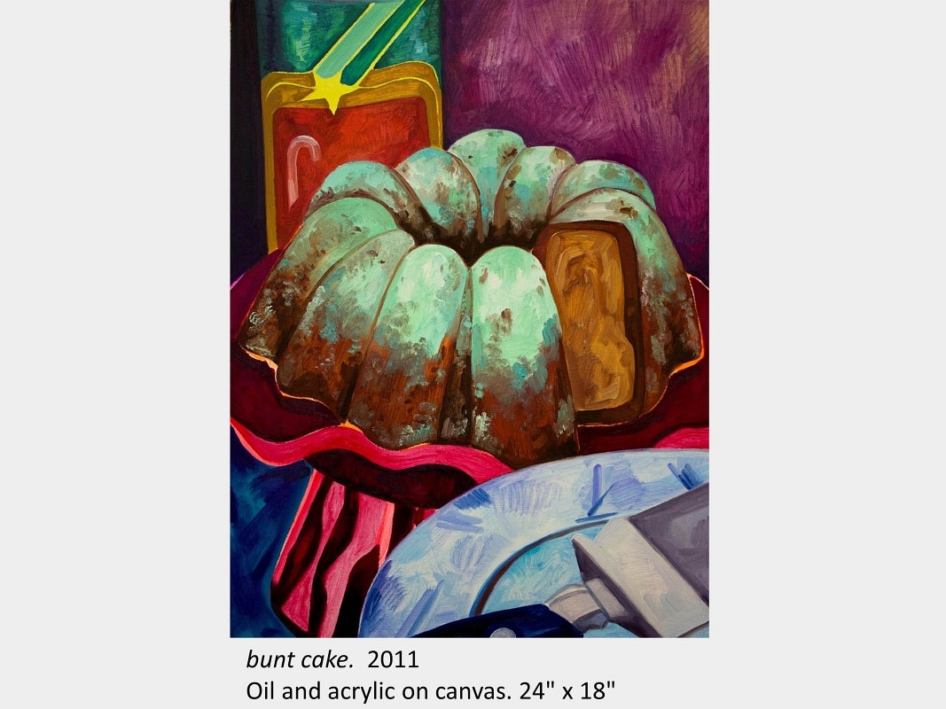 Artwork by Heidi Jahnke. bunt cake. 2011. Oil and acrylic on canvas. 24" x 18"