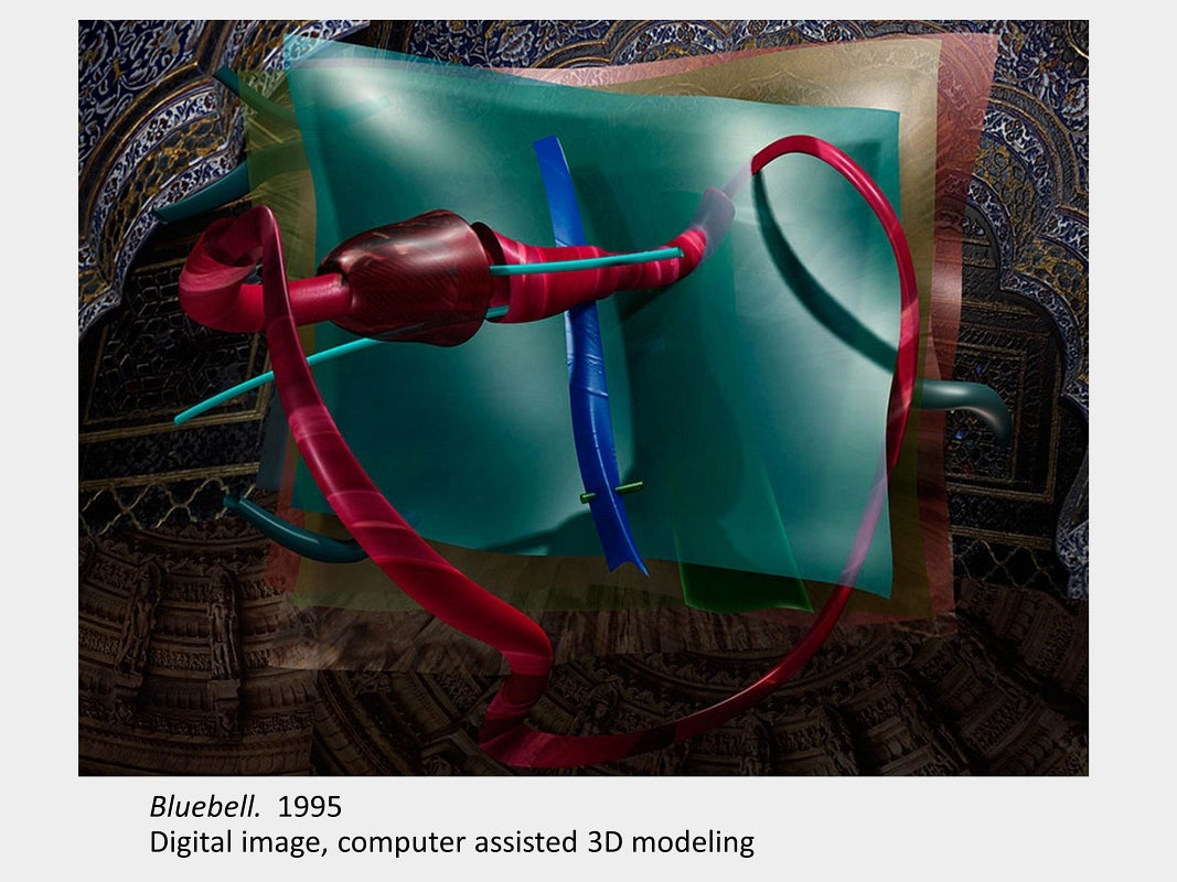 Artwork by Don MacKay. Bluebell. 1995. Digital image, computer assisted 3D modeling.