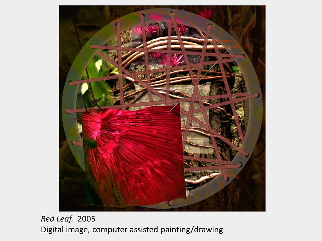 Artwork by Don MacKay. Red Leaf.  2005. Digital image, computer assisted painting/drawing.