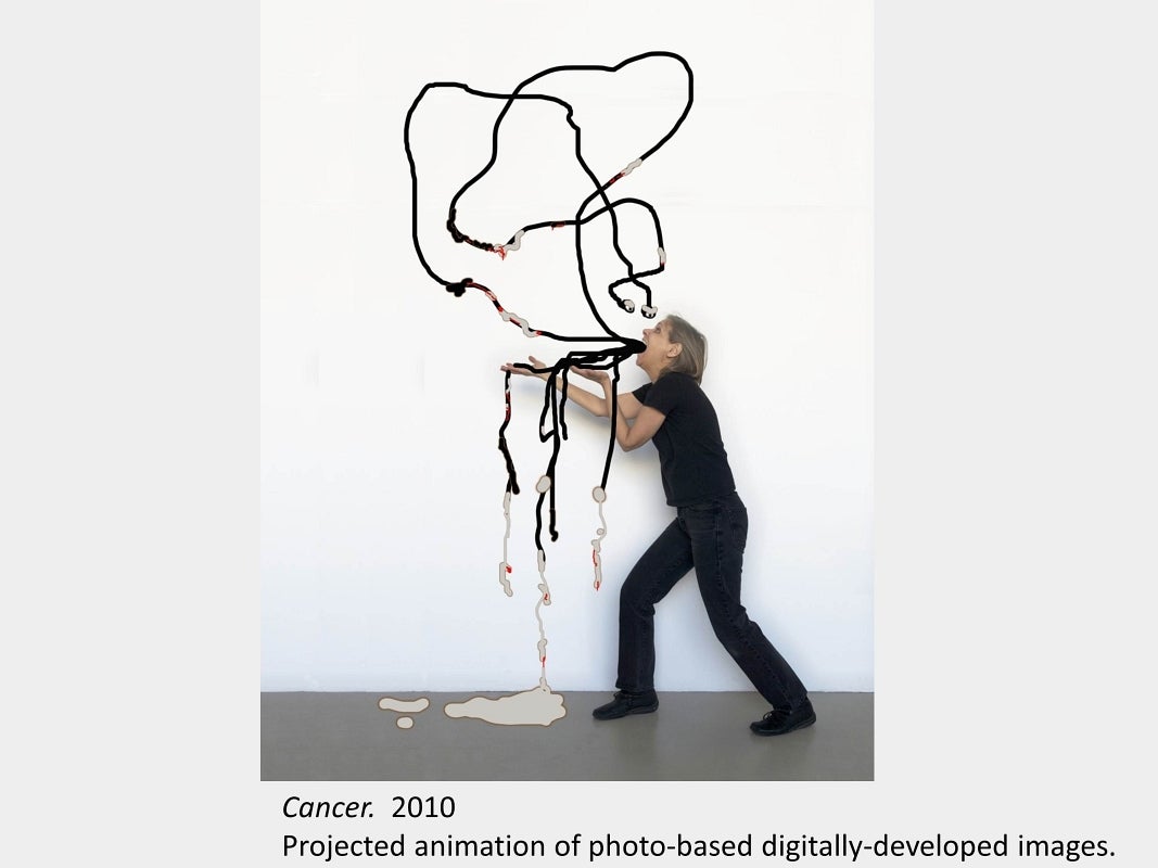 Artwork by Dyan Marie. Cancer. 2010. Projected animation of photo-based digitally-developed images.