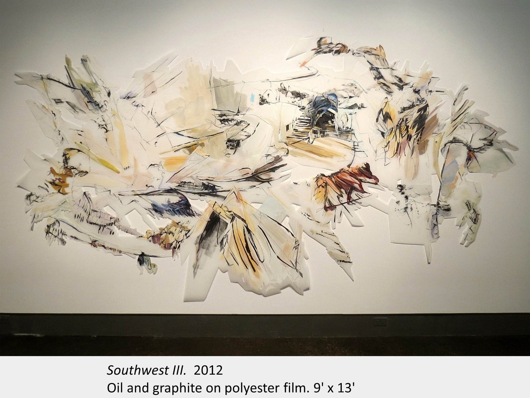Artwork by Linda Martinello. Southwest III. 2012. Oil and graphite on polyester film