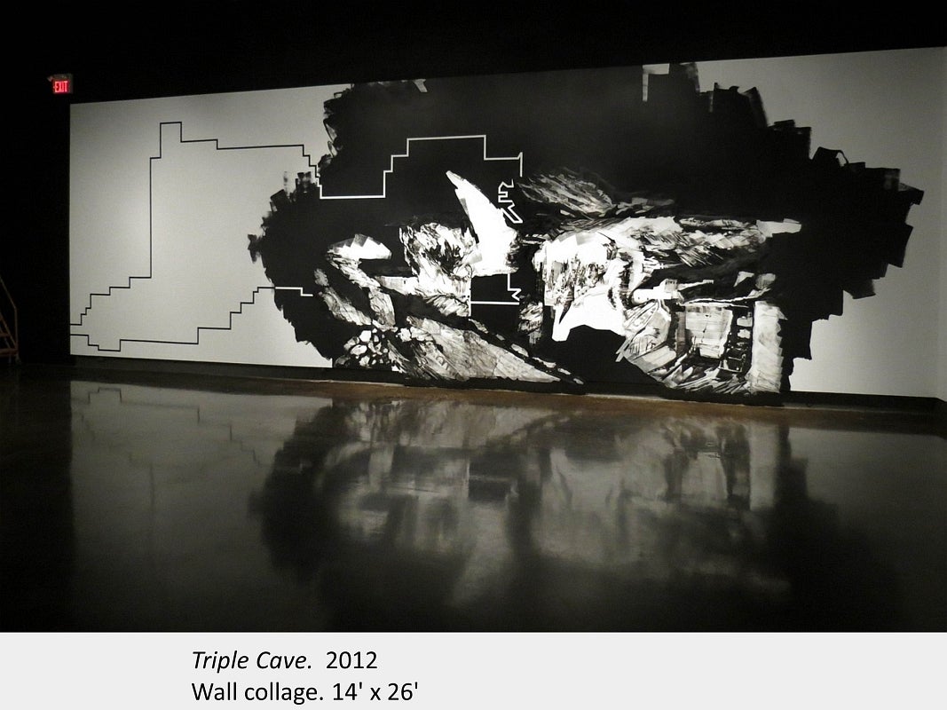 Artwork by Linda Martinello. Triple Cave. 2012. Wall collage. 14' x 26'