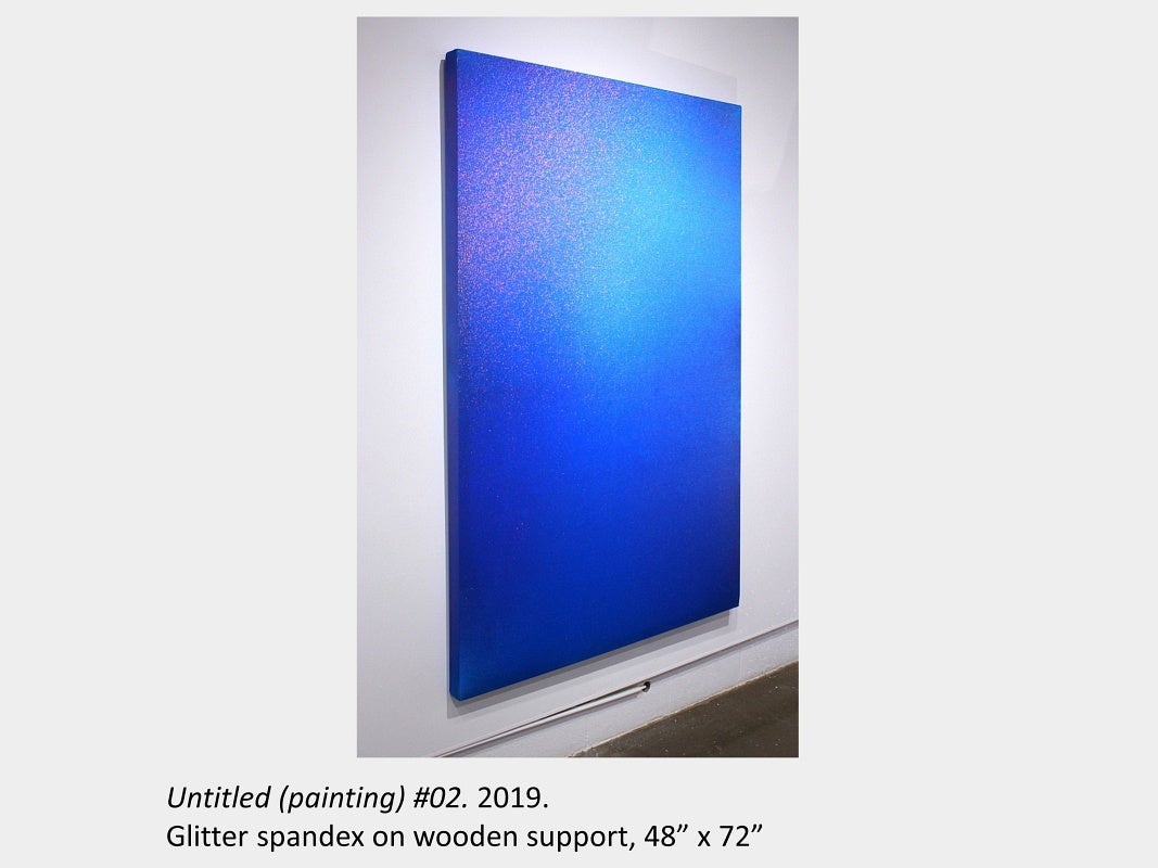 Tyler Matheson's artwork "Untitled (painting) #02", 2019, glitter spandex on wooden support, 48”x72”