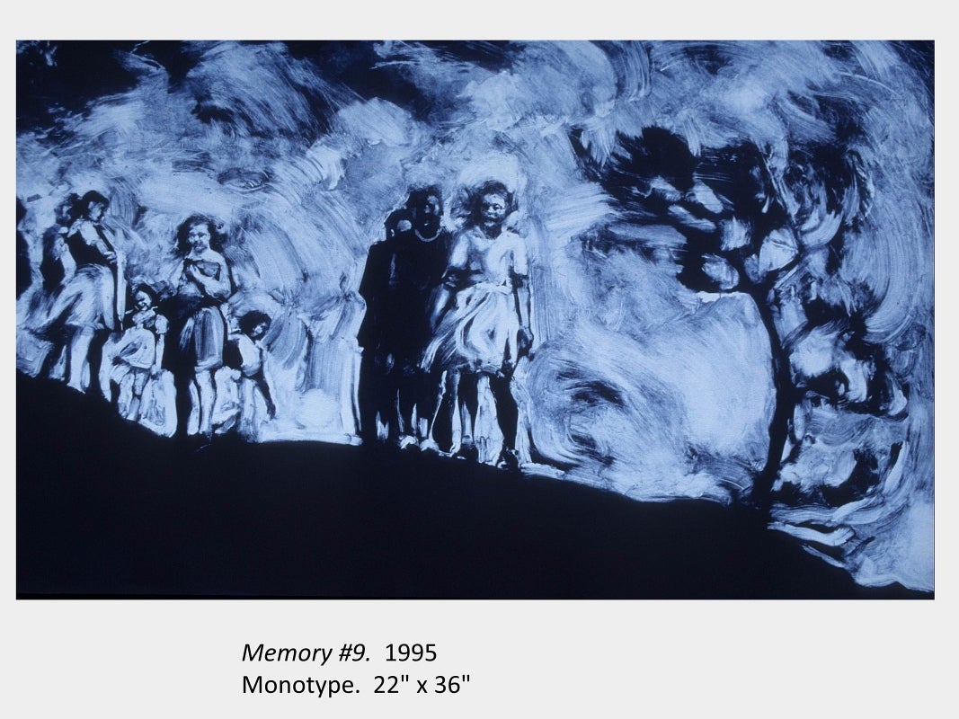 Artwork by Eva McCauley. Memory #9. 1995. Monotype. 22" x 36"