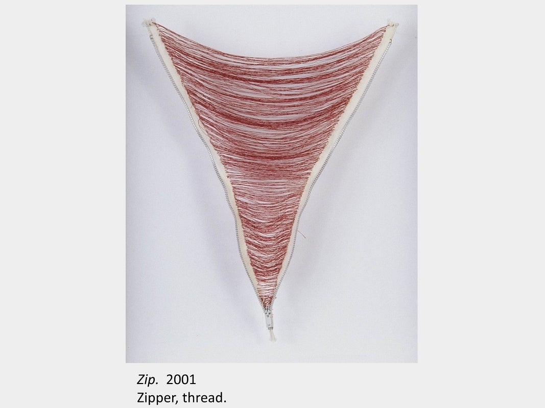 Artwork by Sheila McMath. Zip. 2001. Zipper, thread.