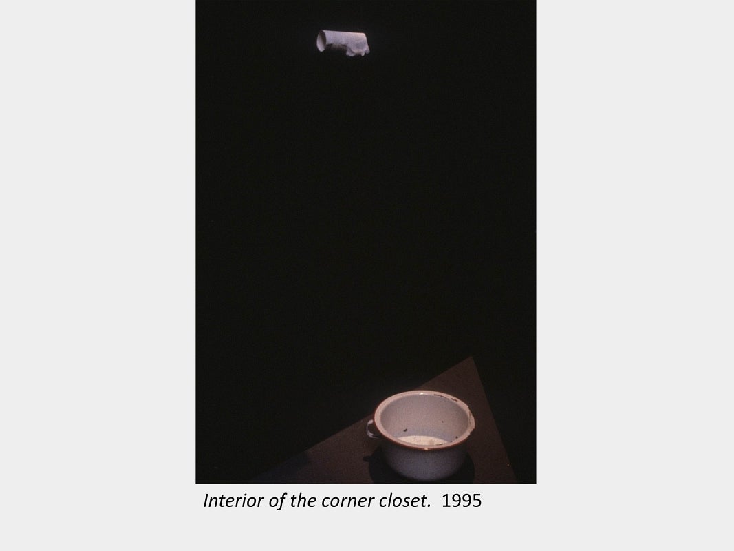 Artwork by Judith Mullett. Interior of the corner closet. 1995.