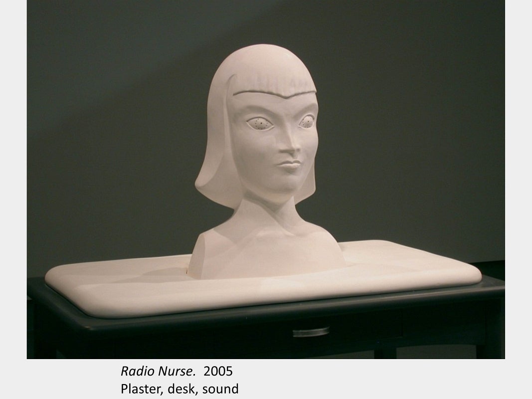 Artwork by Rick Nixon. Radio Nurse. 2005. Plaster, desk, sound.