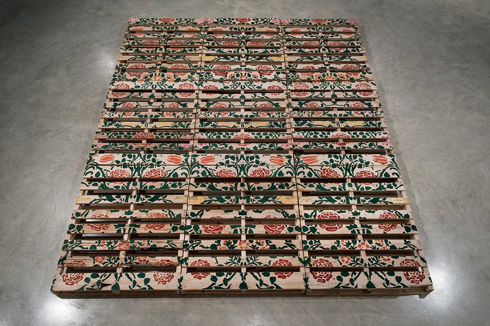 Soheila K. Esfahani, Cultured Pallets: Windsor, 2017. Acrylic on wooden shipping pallets. Courtesy of the artist. Photo: Frank Piccolo.