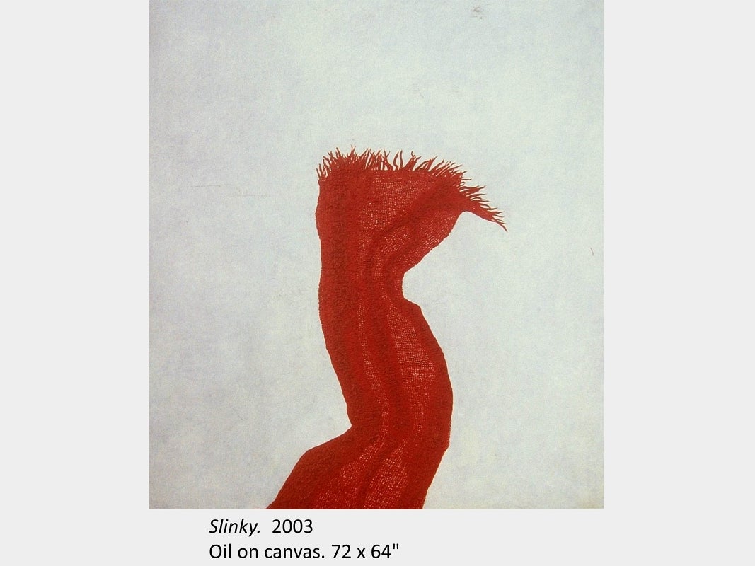Artwork by Sasha Pierce. Slinky. 2003. Oil on canvas. 72" x 64"