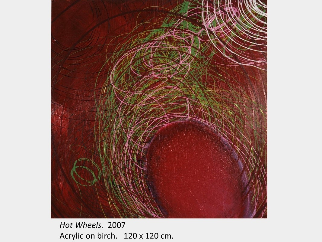 Artwork by Richard Rizzo. Hot Wheels. 2007. Acrylic on birch. 120 x 120 cm.