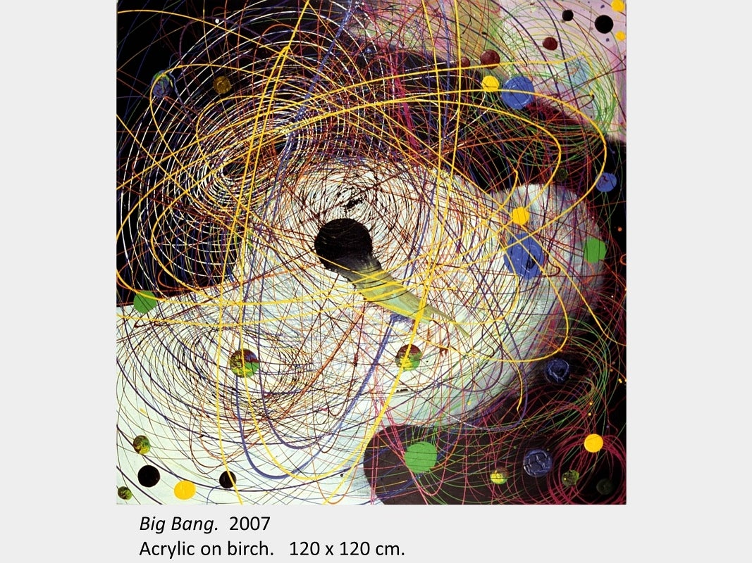 Artwork by Richard Rizzo. Big Bang. 2007. Acrylic on birch. 120 x 120 cm.