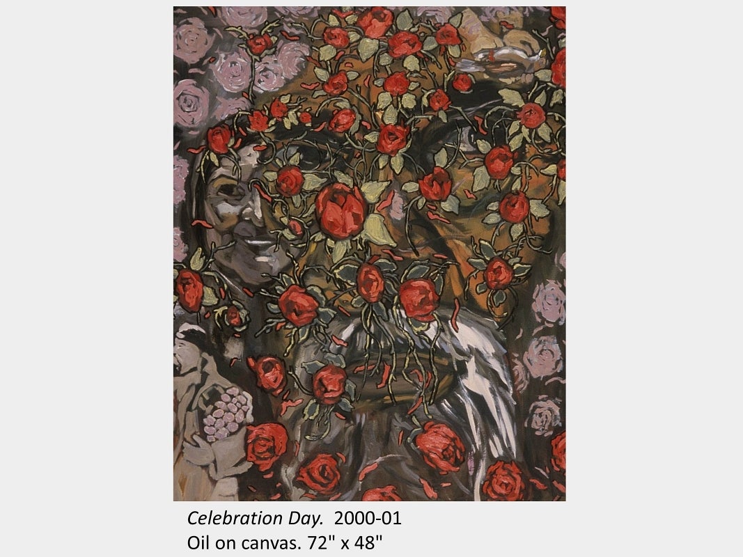 Artwork by Scott Sawtell. Celebration Day. 2000-01. Oil on canvas. 72" x 48"