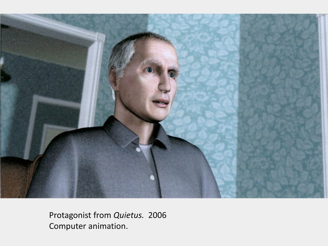 Artwork by James Sayers. Protagonist from Quietus. 2006. Computer animation.
