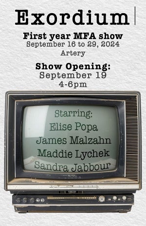 Poster for Exordium exhibition, poster text appears in the event listing.