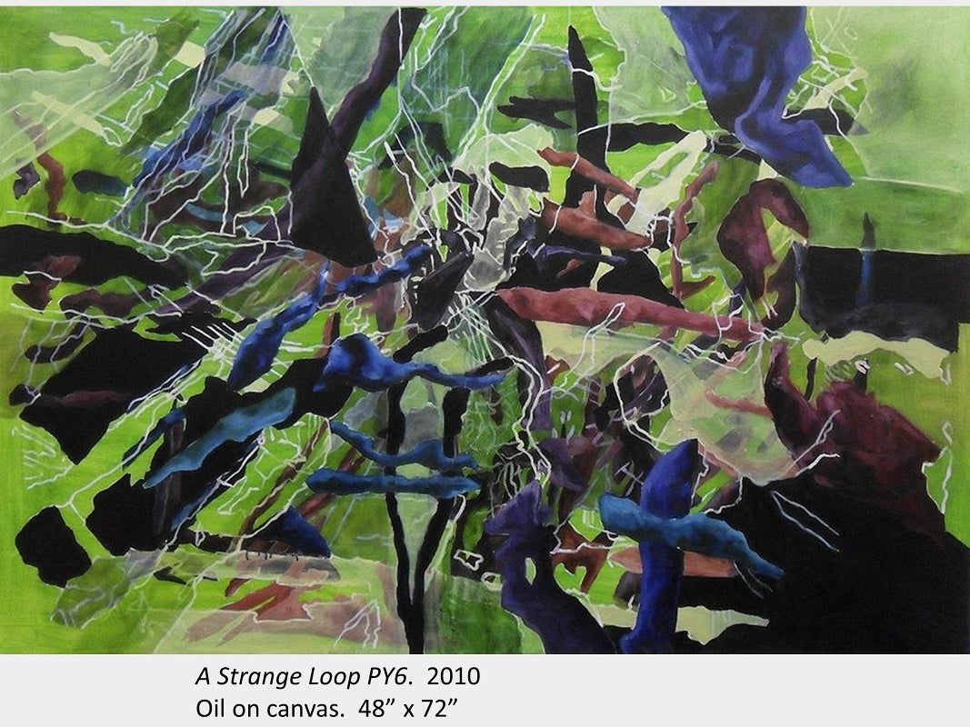 Artwork by Alison Shields. A Strange Loop PY6. 2010. Oil on canvas. 48” x 72”