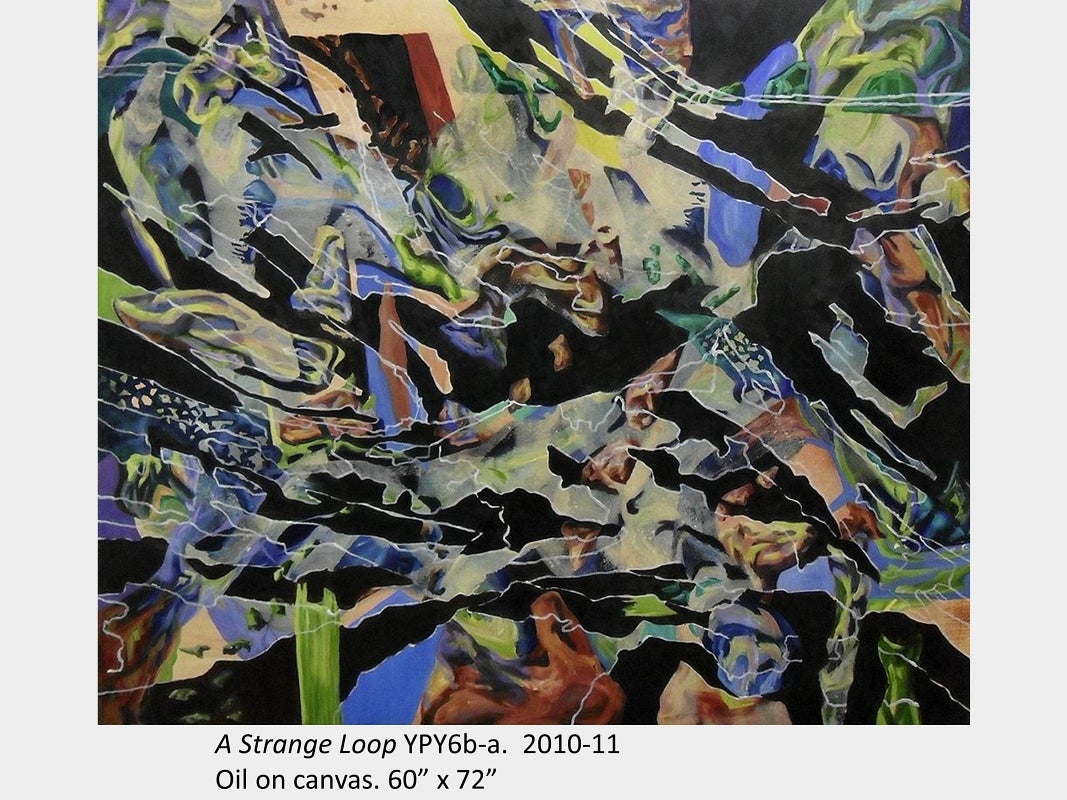 Artwork by Alison Shields. A Strange Loop YPY6b-a. 2010-11. Oil on canvas. 60” x 72”
