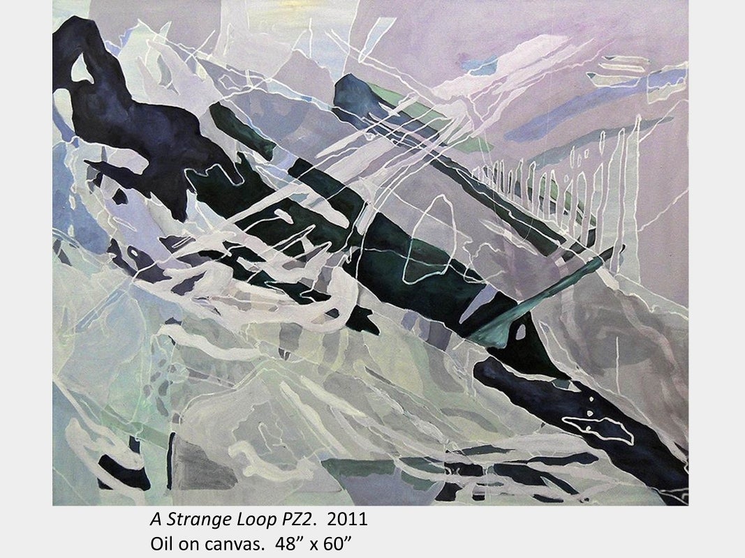 Artwork by Alison Shields. A Strange Loop PZ2. 2011. Oil on canvas. 48” x 60”