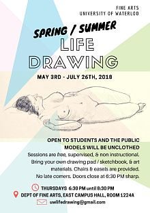 Poster for spring 2018 life drawing sessions