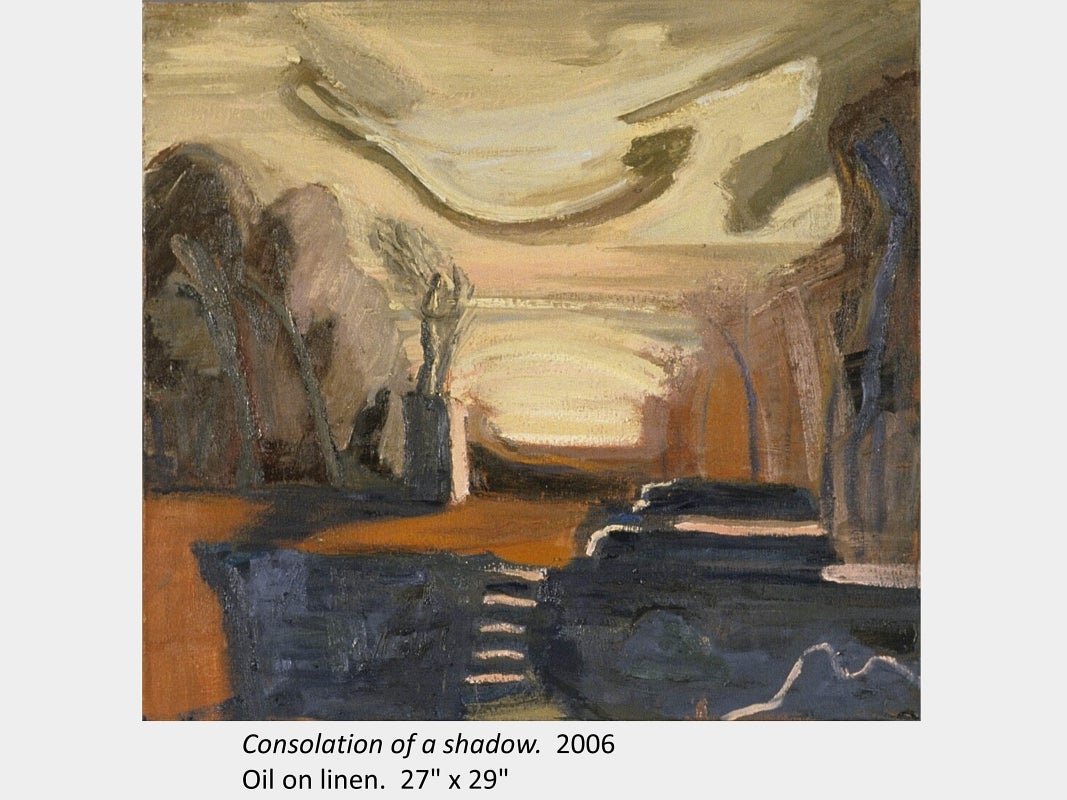 Artwork by Francois Xavier Saint-Pierre. Consolation of a shadow. 2006. Oil on linen. 27" x 29"
