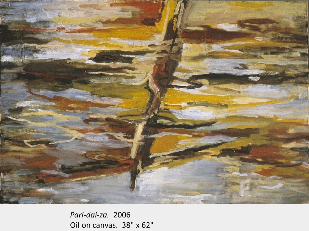 Artwork by Francois Xavier Saint-Pierre. Pari-dai-za. 2006. Oil on canvas. 38" x 62"