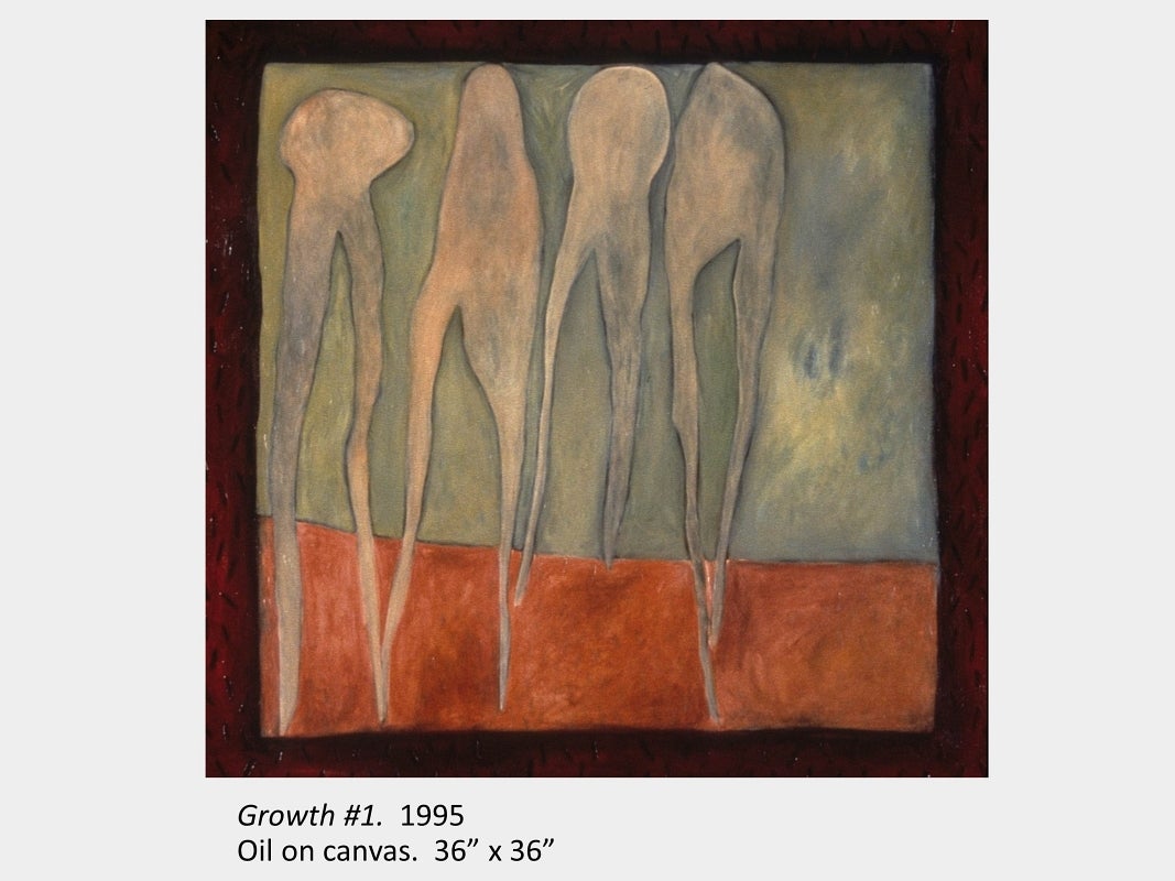 Artwork by Shawn Steffler. Growth #1. 1995. Oil on canvas. 36” x 36”