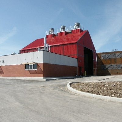 The live Fire Research Facility office and small scale labs, large test enclosure buidling and two-storey burn structure