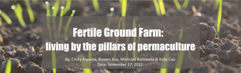 Fertile Ground Farm blog banner: title displayed over an image of soil