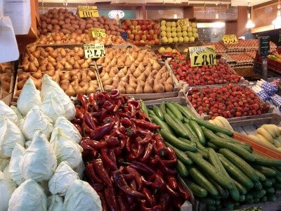 Photo by Sarah Martin of vegetables in a market
