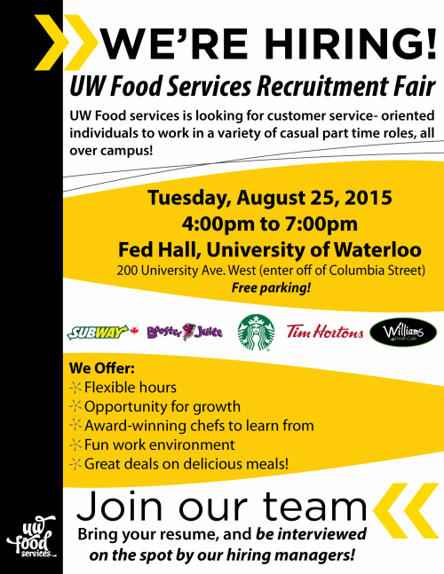 UW Food Services Recruitment Fair  UW Food Services 