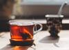 Tea steeping in a clear cup