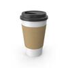 Coffee cup with a black lid and sleeve