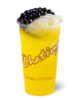 Chatime cup with passion fruit juice, tapioca pearls and coconut jelly