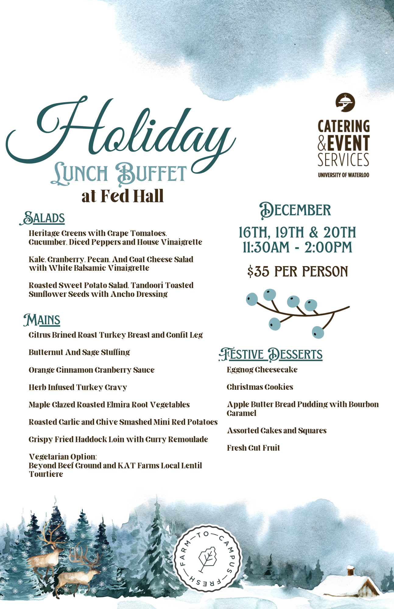 Holiday lunch buffett poster