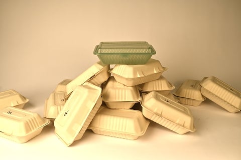 eco container surrounded by single use containers