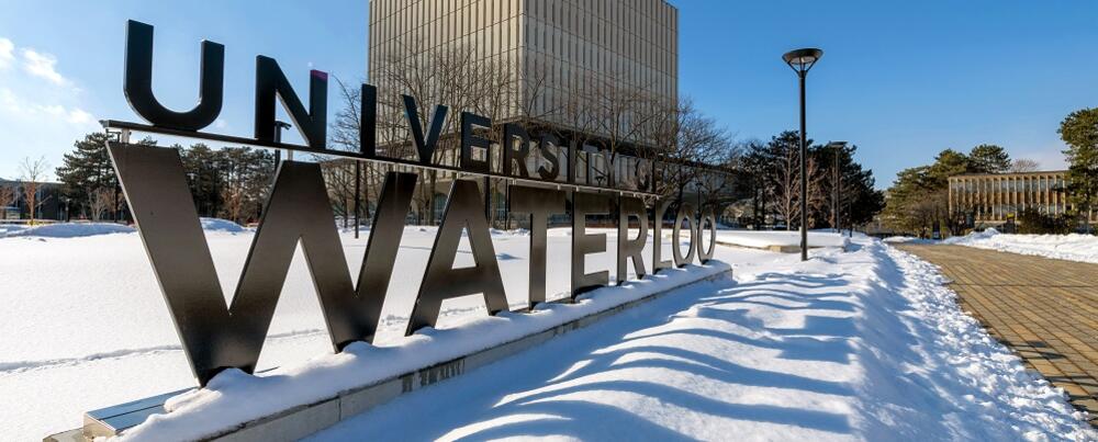 Waterloo sign in winter