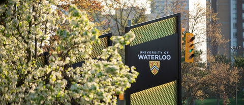 University of Waterloo sign and trees