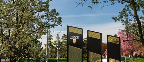 University of Waterloo sign and trees