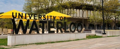 A large sign with the text University of Waterloo