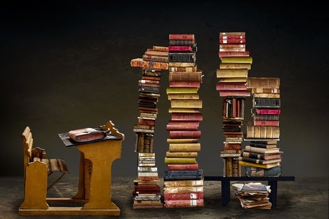 diorama of books and desk