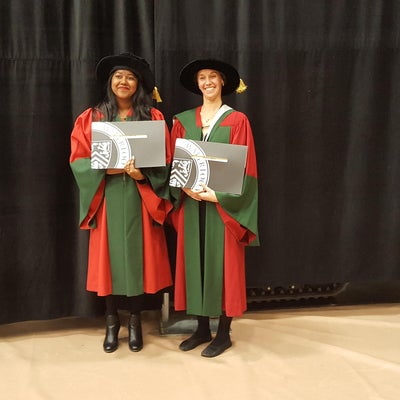 Two of our PhD graduates from the French Studies Department at the October 2018 Convocation