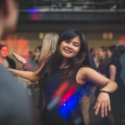 Students dancing at Nuit en Rose 2019