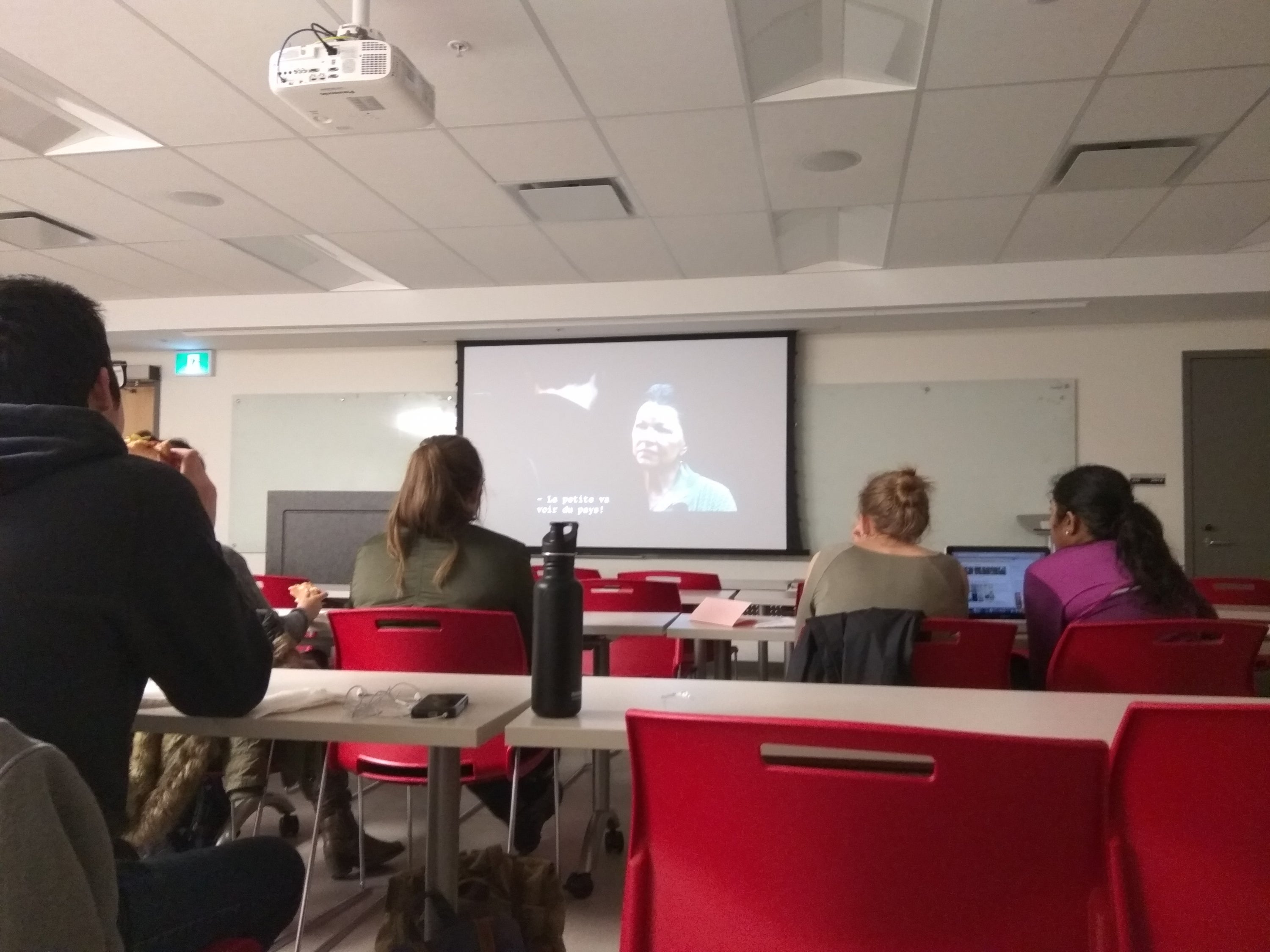 Students watching a French Film 