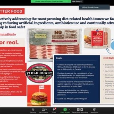 Screenshot of presentation on Zoom