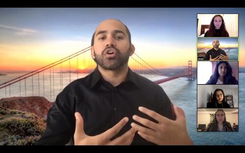 Screenshot of presentation and presenter on Zoom 