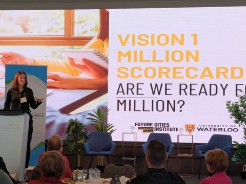 Leia Minaker presenting the vision 1 million scorecard
