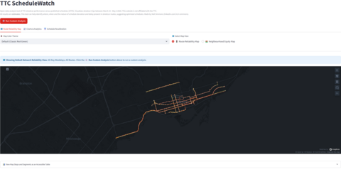 Screenshot of TTC ScheduleWatch