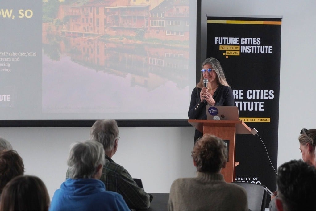 Nadine Ibrahim giving a talk 