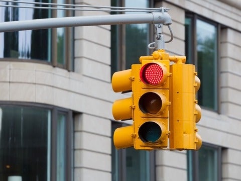 A red traffic light