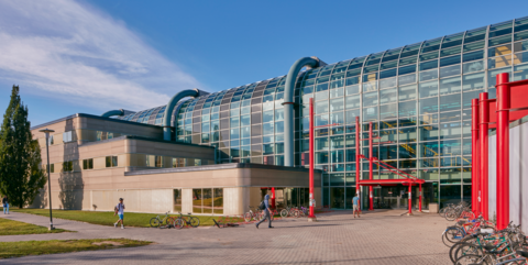 Rear entrance of the Davis Centre building