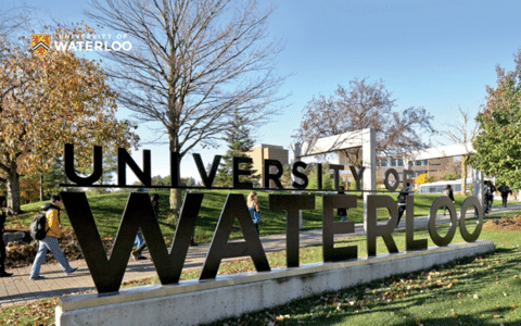 University of Waterloo sign at the main entrance to campus
